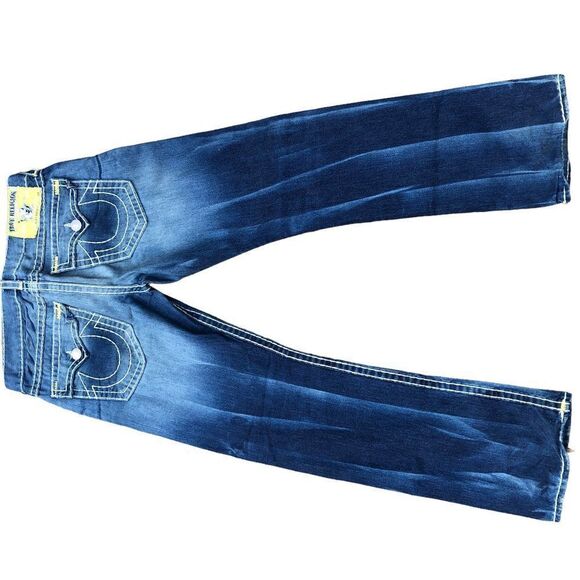 Vintage True Religion Jeans Size 36 RICKY SUPER T Yellow Stitch Blue - Picture 8 of 9
